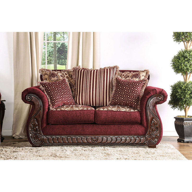 Aarn Upholstered 72'' Loveseat, Wine Polyester Blend