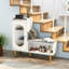 Banc de rangement avec portes vitrÃ©es et tablettes-11032699