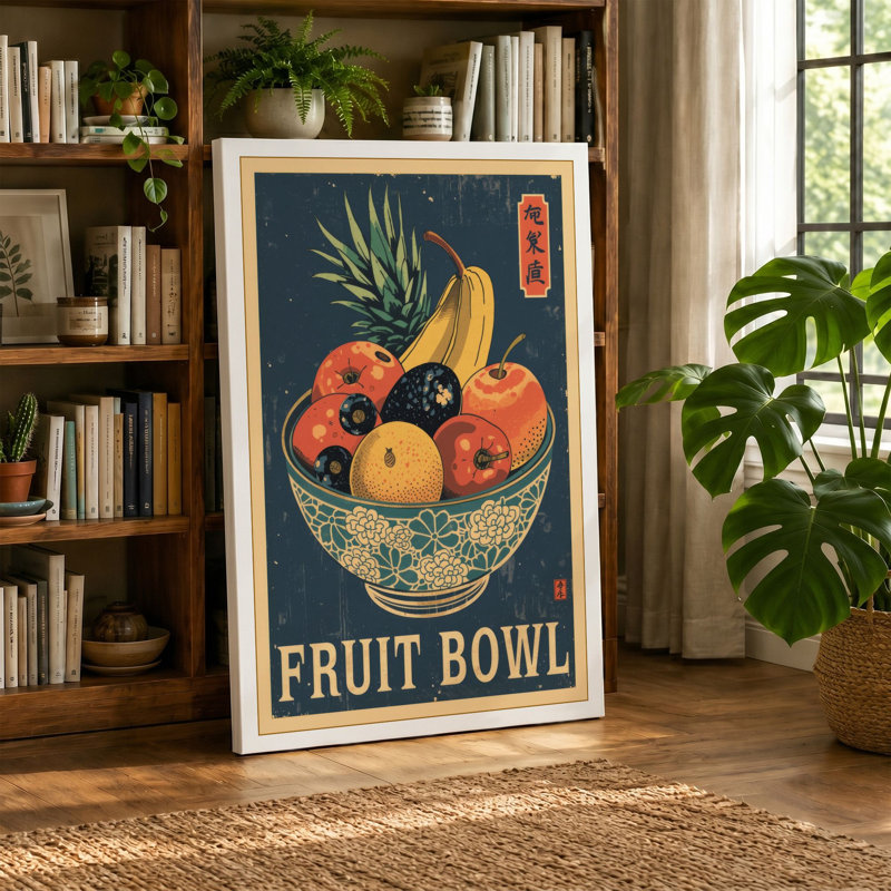 Fruit Bowl, Art Deco - Wrapped Canvas, 24x16 - 61.0 x 40.6 cm, Sage Border