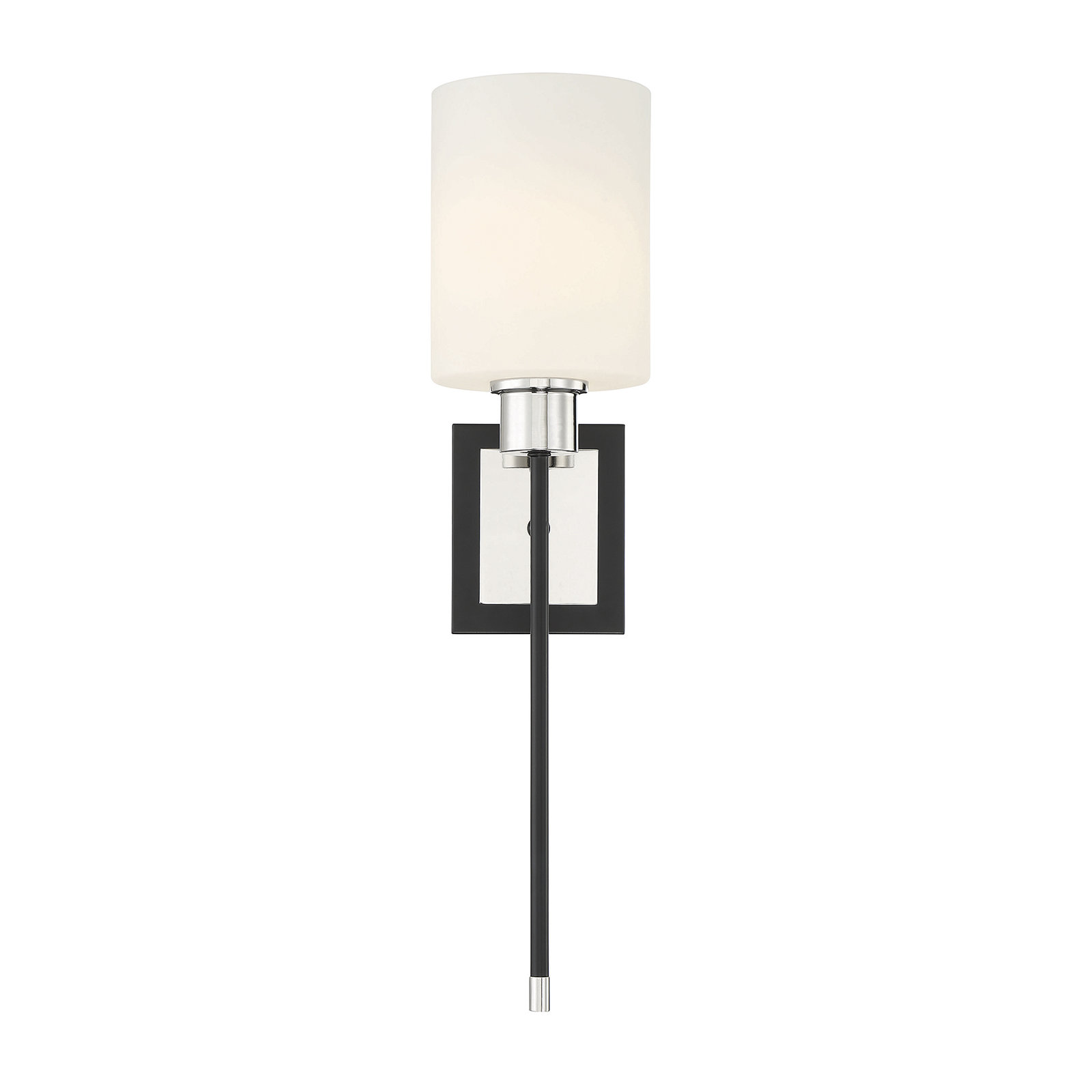 1-Light Wall Sconce In Matte Black With Polished Nickel Accents, Black/Nickel