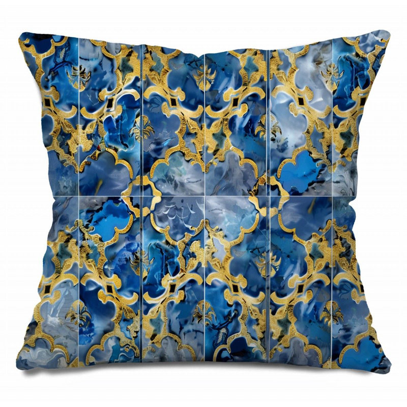  Cotton Blend Reversible Throw Pillow, 14"H x 14"W