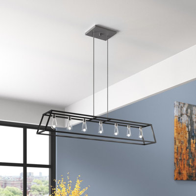 Luminaire suspendu linéaire à 7 lumières pour îlot de cuisine Burley Oak