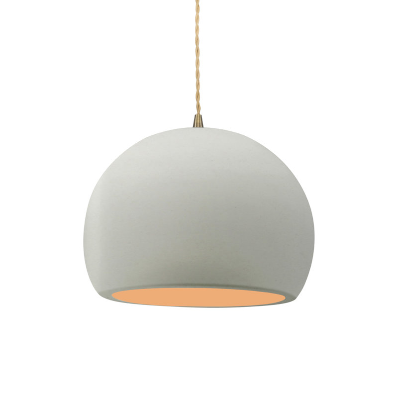 Luminaire suspendu à 1 lumière Aschwin, H 7,75 po x l 10 po x P 10 po, Blanc mat / or champagne, Laiton antique