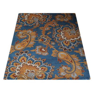 Johnsie HAND TUFTED WOOL ECO-FRIENDLY AREA RUGS, Blue Color, Floral Design -  Alcott HillÂ®, 8378F18723AE4DBC87ECC35C5B747D6E