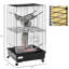Cage pour animal de compagnie noire 42 "avec roues, freins et plusieurs plateformes pour roulettes amusantes et amusantes - offre du plaisir
