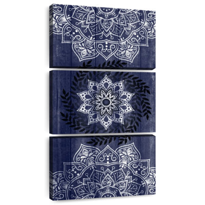 Mandalas sur fond bleu rustique