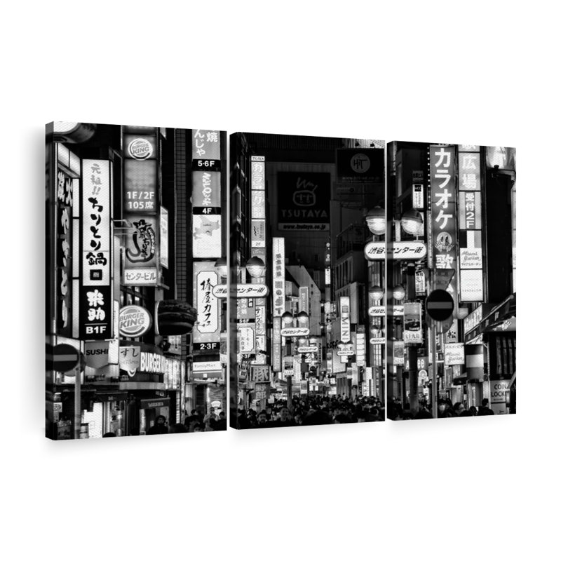 «Shibuya Tokyo», 3 pièces sur toile, H 36 po x l 57 po