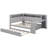 Full Size Wooden Daybed With Trundle And LED Light, Shelves And Charging Station, L-Shaped Daybed With Desk-1285538506