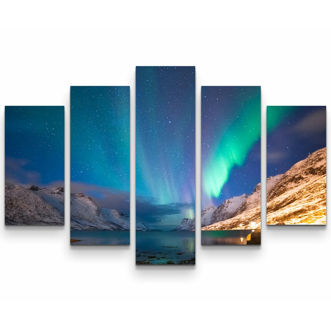 5-tlg. Leinwandbilder-Set Polarlichter in Norwegen