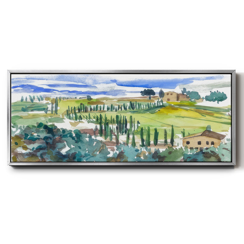 Pastel Hills II - reproduction à cadre flottant, Argent, H 24 po x l 60 po x P 1,5 po