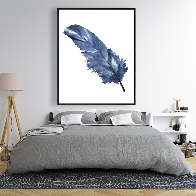 Plume bleue - Toile encadrée pour la décoration intérieure | Animaux