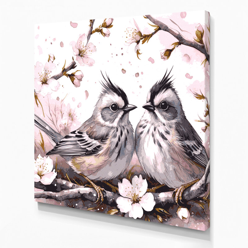 «Birds touffeté», art mural sur toile beige, H 12 po x l 12 po