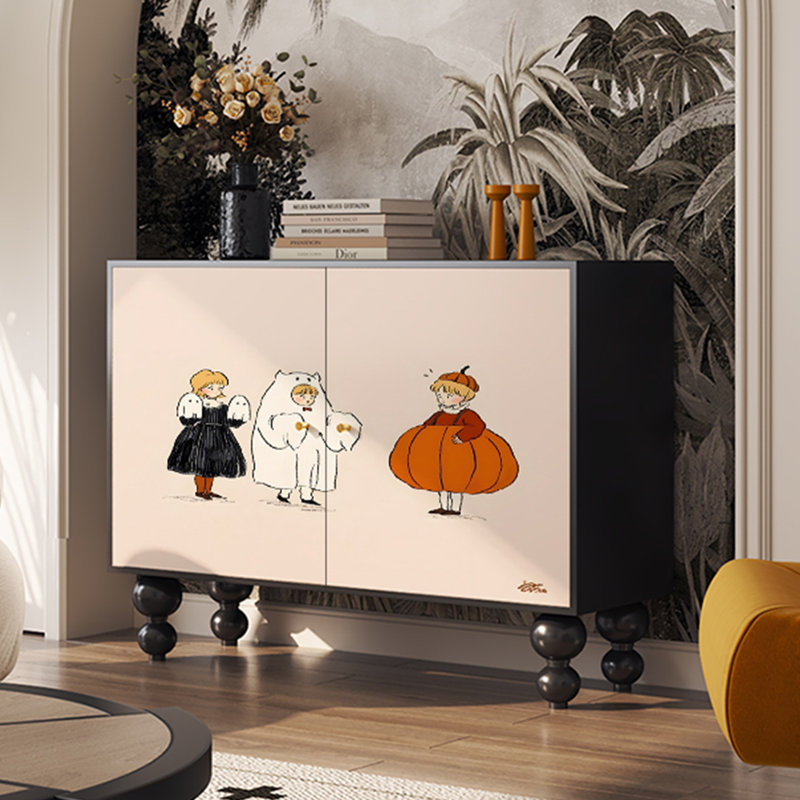 Creative multi-functional wooden accent cabinet, Black