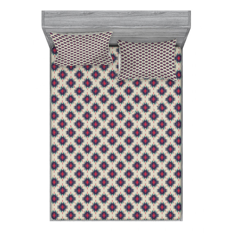 Microfiber Ikat Sheet Set, Queen Sheet Set with Fitted Sheet