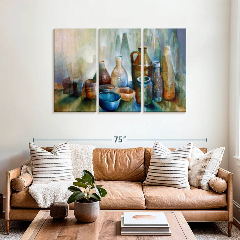 Senne nature morte avec bol bleu, H 36 po x l 57 po