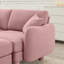 Canapé 2 places rose en tissu bouclé avec pieds cylindriques et en forme de coquillage, offrant une assise confortable et unique conçue pour un confort de détente dans la chambre.