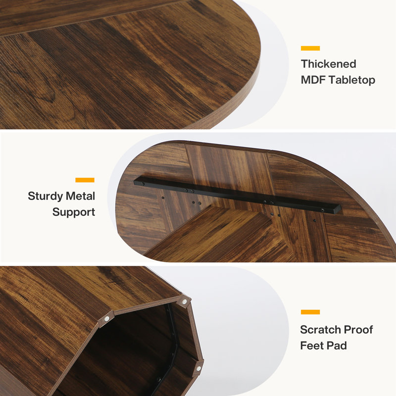 Rustic Brown Reclaimed Wood Oval Dining Table for Six