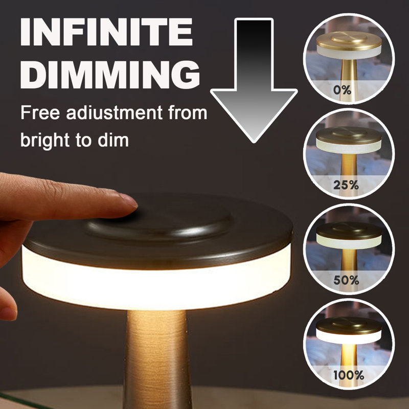 Portable LED Table Lamp 3-Levels Brightness Touch Sensor Control Touch Sensor Control, Rose Gold