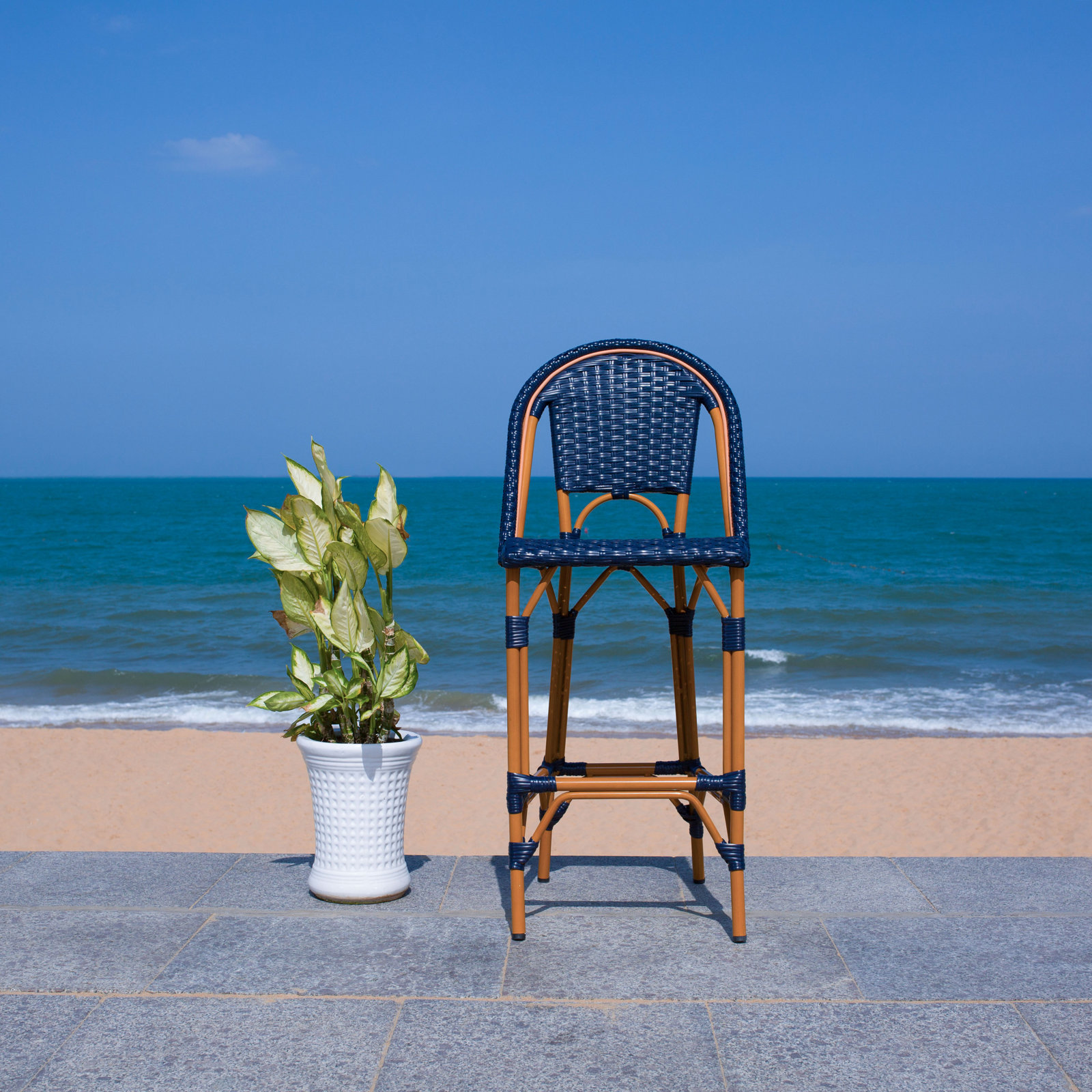 Kerta 46.5'' Outdoor Bar Stool, Navy