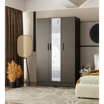 Armoire With 3 Doors With Ample Storage 1 Mirrored Door by Ebern Designs