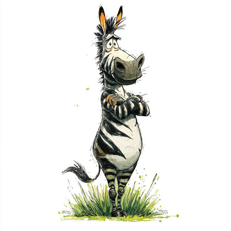 «Cheerful Zebra», art mural sur toile tendue, H 20 po x l 20 po