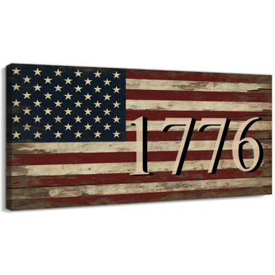 Grand drapeau américain, art mural rétro sur toile, Julissa rustic Americana 1775