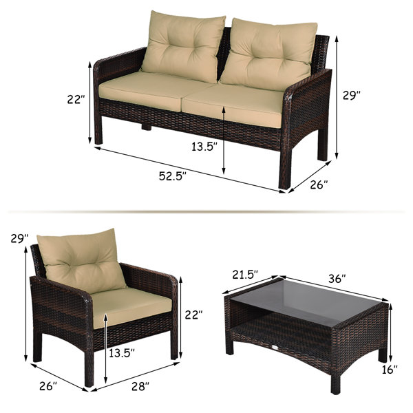 Sofa Modular Terraza Organizador 4 Piezas Rattan Pe JUST HOME