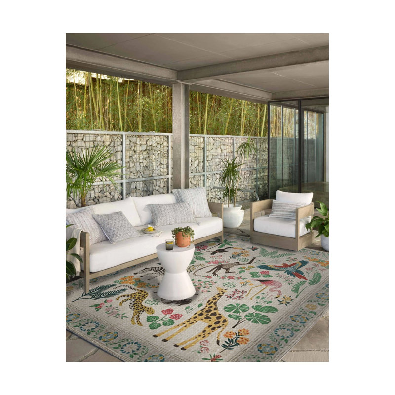 Tapis lavable à la machine Botanical and Cute Animals, Sous-tapis rectangulaire 2 pi 6 po x 4 pi 11 po