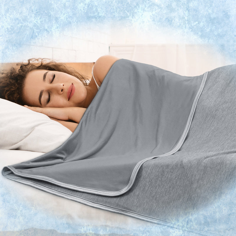 Jeté rafraîchissant pour dormeuses chaudes, couverture d'été légère pour lit, 60 x 80, Lit simple, Gris clair