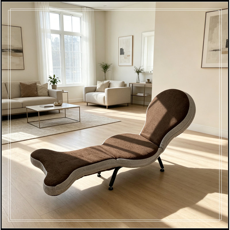 Chaise longue rembourrée pliable avec pieds robustes