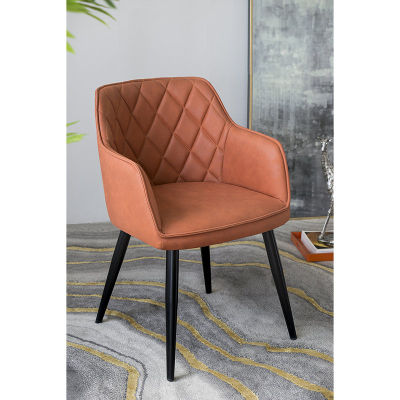Chaise avec accoudoirs rembourrée en tissu Joao, Orange