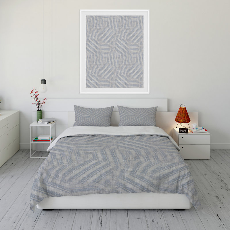 Polyester Twill Geometric Shapes Duvet Cover, King Duvet Cover + 2 King Pillowcases