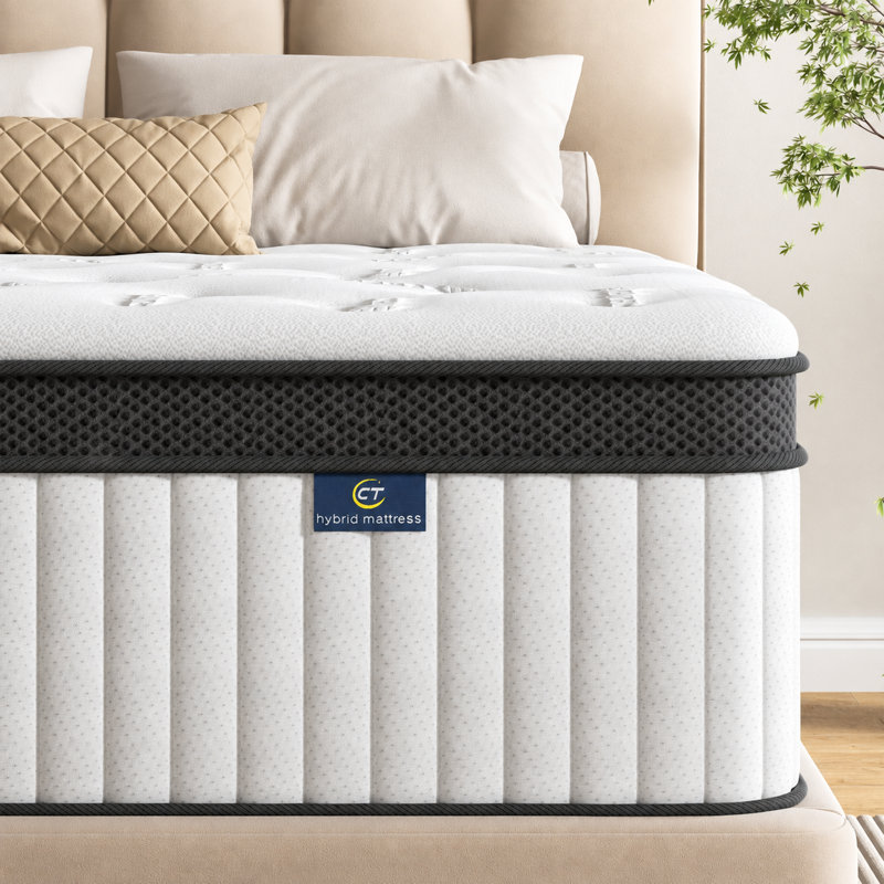 12 Inch Queen Mattress, Memory Foam Hybrid Mattress in a Box with Cooling Gel and Pocket Springs, Medium Firm Support Mattress