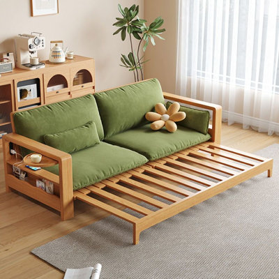 Canapé-lit modulaire en polyester vert avec rangement