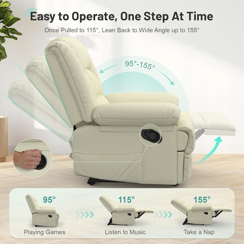 80cm Wide Lift Assist Home Theatre Recliner with Massager, Beige