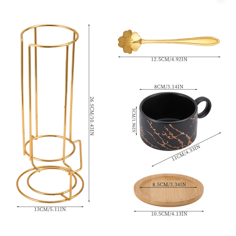 Ceramic, Stainless Steel, Iron, Wood Coffee Cup, Black