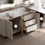 Bureau gris en bois fritté en L gris + noir avec bureau à 3 tiroirs-983948840-983948855