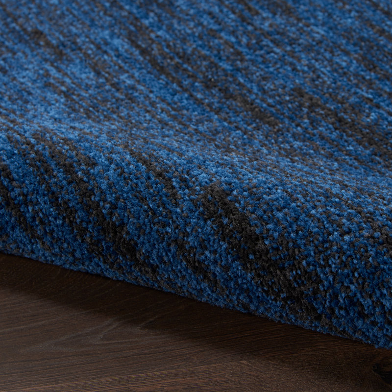 Mullican Sandy Solid Blue Easy Care Indoor/Outdoor Area Rug, Runner 2'2" x 16'