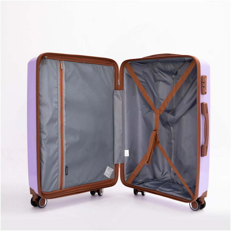 Ensemble de 5 valises, ensemble de valises rigides en PP avec serrure TSA et roulettes durables (20 "24" 28 + un sac de voyage et une trousse de toilette, lavande)