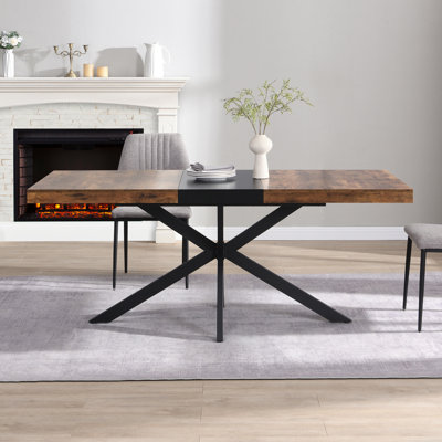 Industrial X-Leg Extendable Dining Table