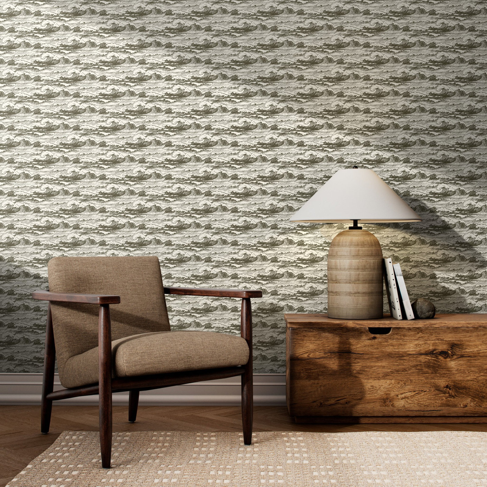 Wavebreak Wallpaper Roll, Olive II