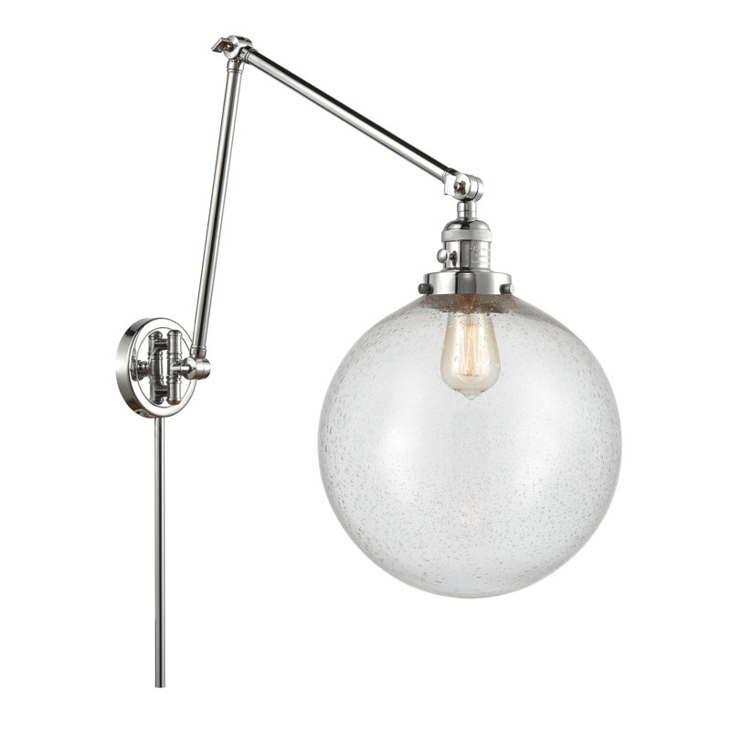 Maxwell Swing Arm Sconce, Seedy, Polished Chrome, 34" H x 12" W x 34" D