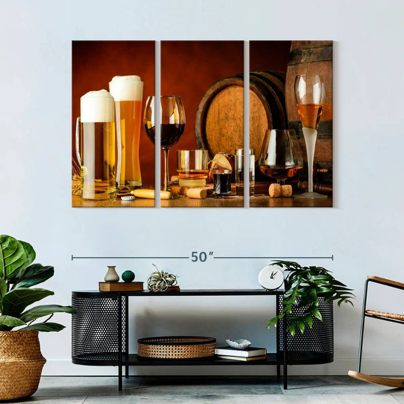 «Wine and Beer Drinks», reproduction d'art sur toile, H 32 po x l 50 po x P 1,25 po