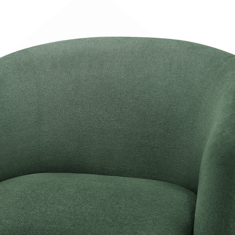 Fauteuil demi-tonneau pivotant vert durable avec coussin à ressorts ensachés confortable et rotation à 360 degrés pour les espaces de vie modernes