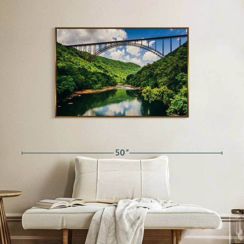 Pont New River Gorge, Cadre flottant doré, 40 po x 27 po