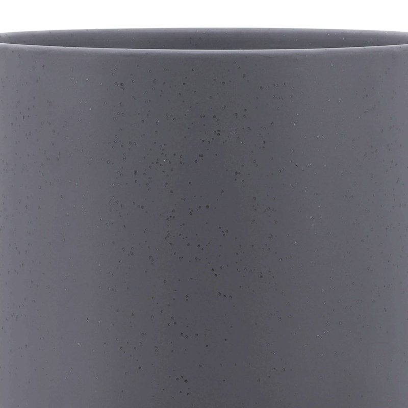 8/10" Planter W/ Wood Stand, Matte Gray, 12" H x 10" W x 10" D
