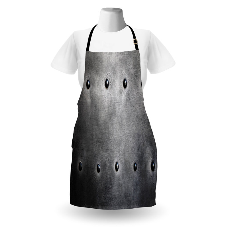 Tablier industriel East Urban Home unisexe, plaque grunge noire, taille adulte, gris noir