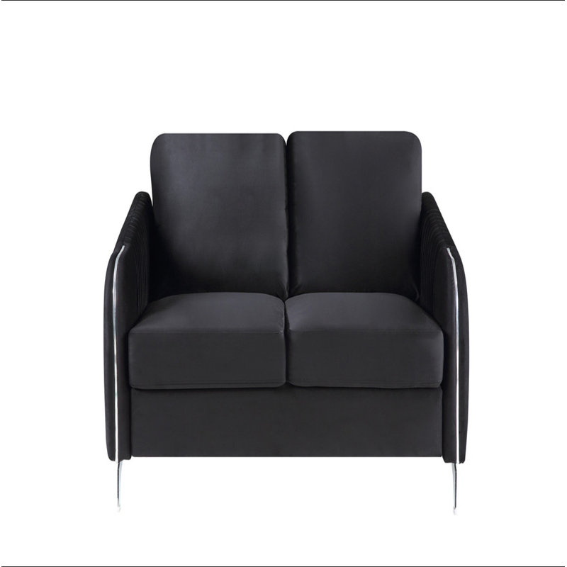 Causeuse moderne chic en velours noir Hadriano