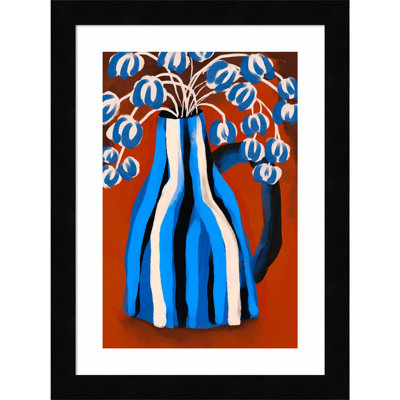 Striped Vase by Treechild Wood Framed Wall Art Print
