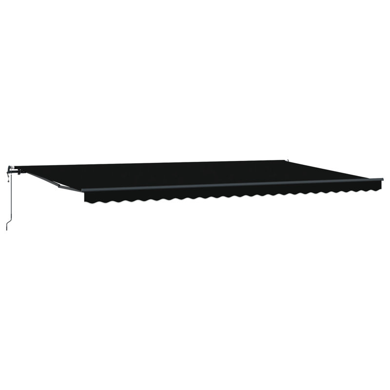 Ebern Designs Retractable Patio Awning, 600 cm W x 350 cm D, Black